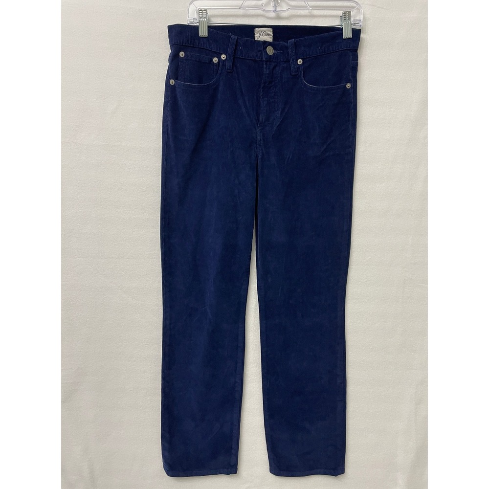 New J.Crew Women's Vintage Slim Straight Corduroy Pants size 28 Navy Stretch